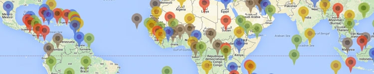 Carte mondiale des smarts cities répetoriées par Uraia.org